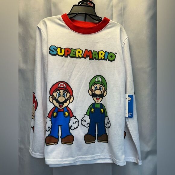 Nintendo Super Mario Kids Pajama Set - White, Red, Green - Picture 4 of 12